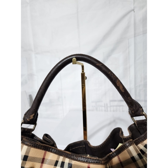 BURBERRY Haymarket Check Medium Willenmore Hobo Bag Brown/Beige - Picture 10 of 16